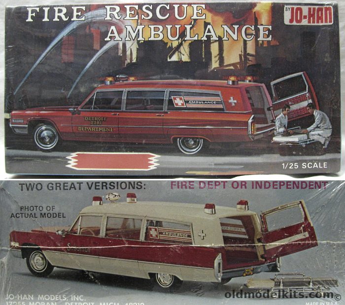 Jo-Han 1/25 Fire Rescue Ambulance - Cadillac Ambulance Detroit Fire